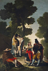 The Maja and the Cloaked Men, or A Walk through Andalusia (1776) © of the Pitzkov Family and Prado National Museum The Maja and the Cloaked Men, or A Walk through Andalusia (1776) © of the Pitzkov Family and Prado National Museum